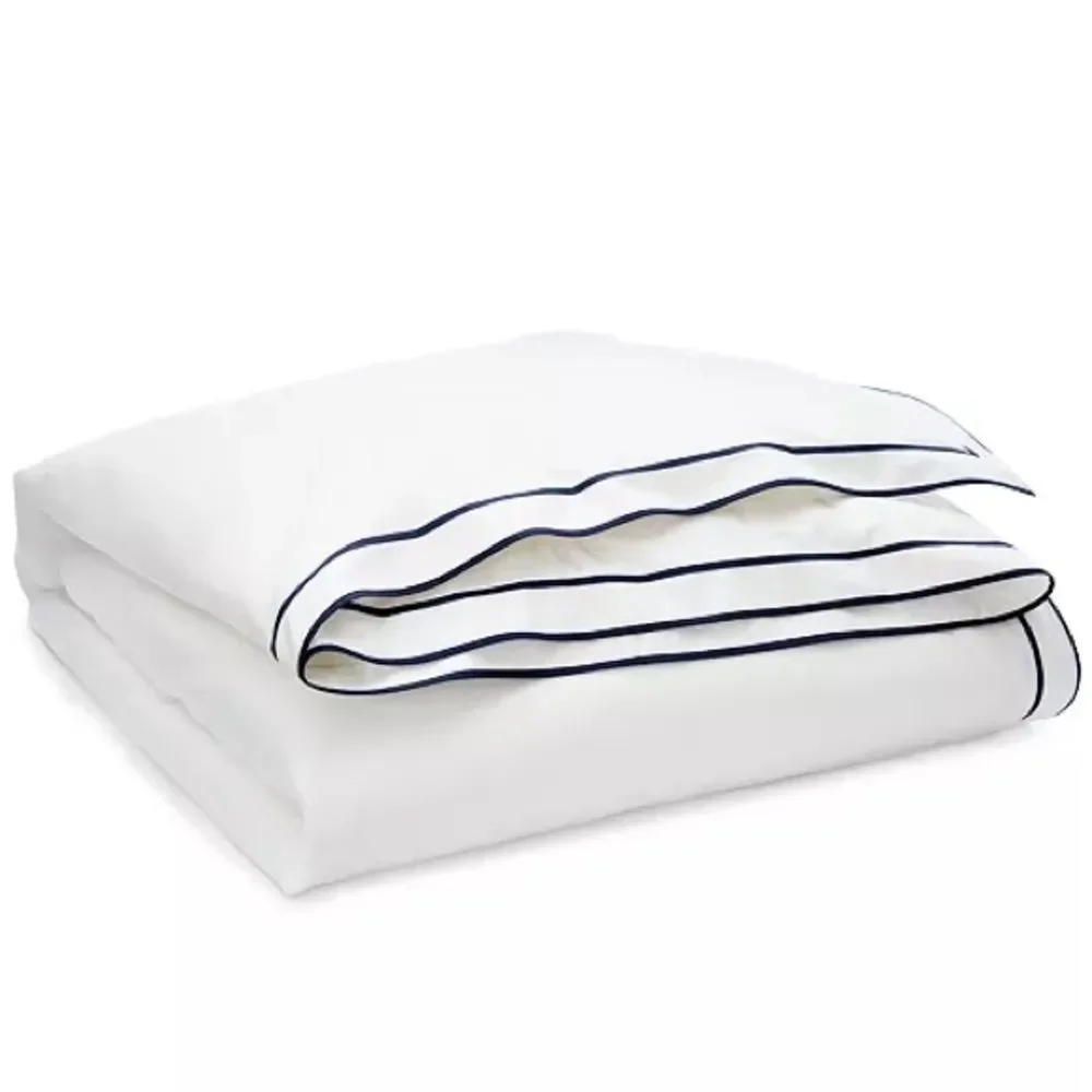 Lauren Ralph Lauren Spencer Sateen Border King Duvet Cover, White-Navy, New